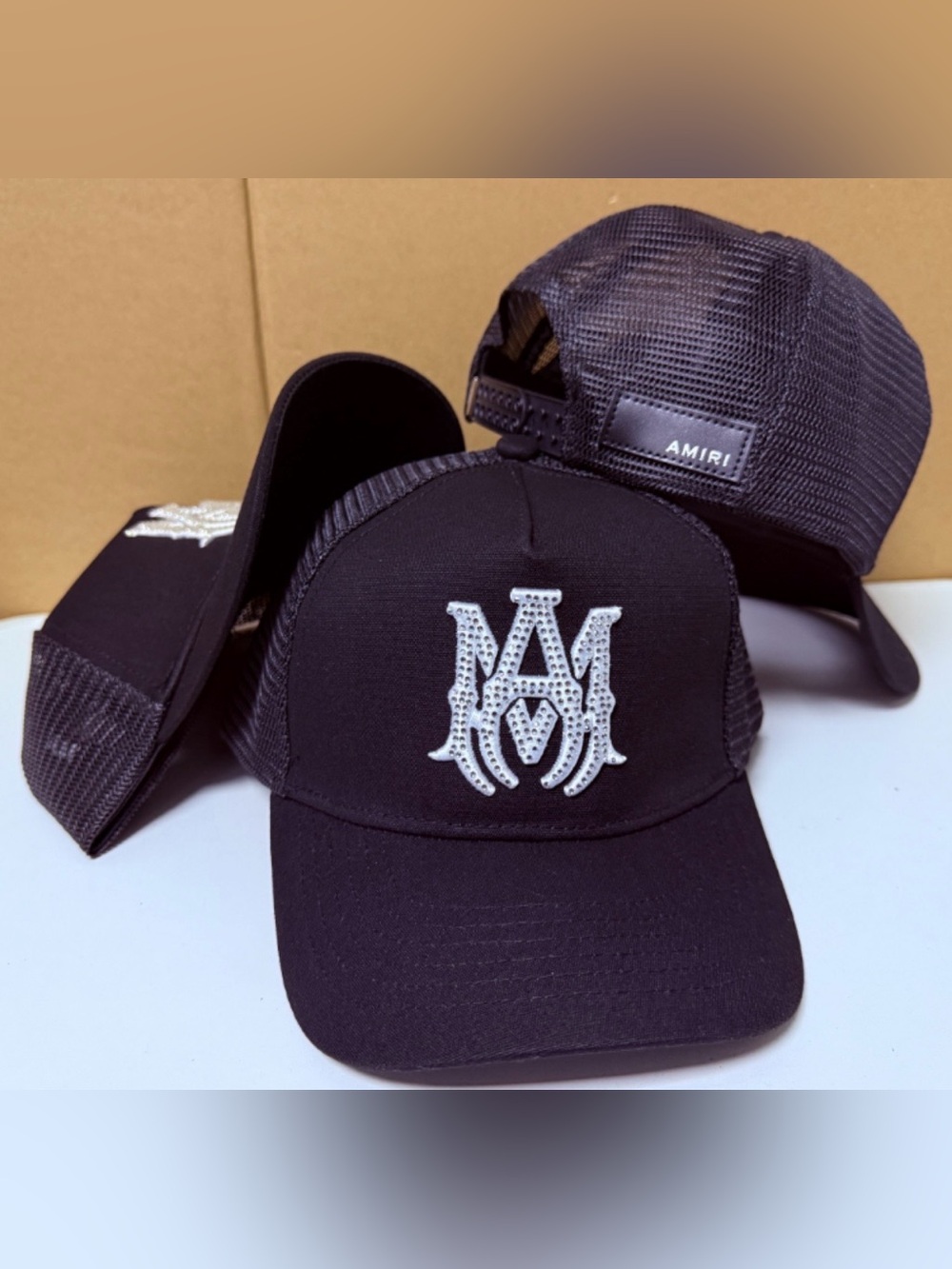 AMIRI Black Trucker Cap with Crystal-Style Logo